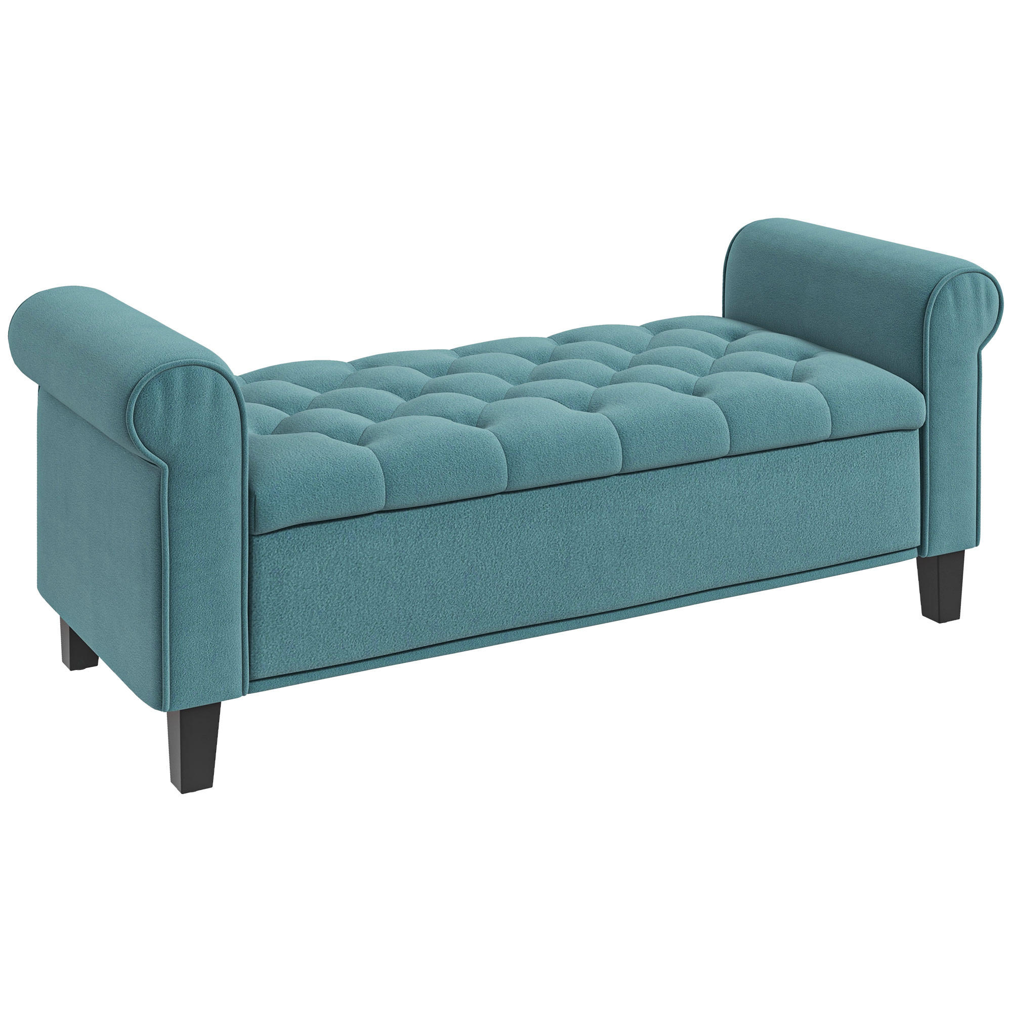 BETTBANK in Samtoptik mit Stauraum, für Schlafzimmer, bis 120 kg Belastbar, Grün - Grün, Kunststoff (48.5/57/126cm) - HOMCOM