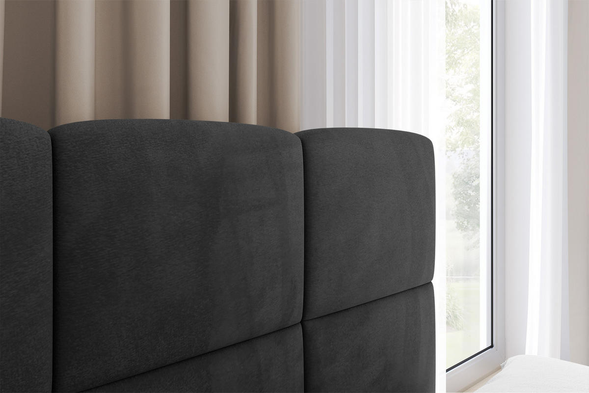 EINZELBETT Jugendbett mit Bettkasten Links, mit Matratze - LIVY 80x200 Schwarz - Schwarz, Holzwerkstoff/Textil (80/200cm) - ALTDECOR