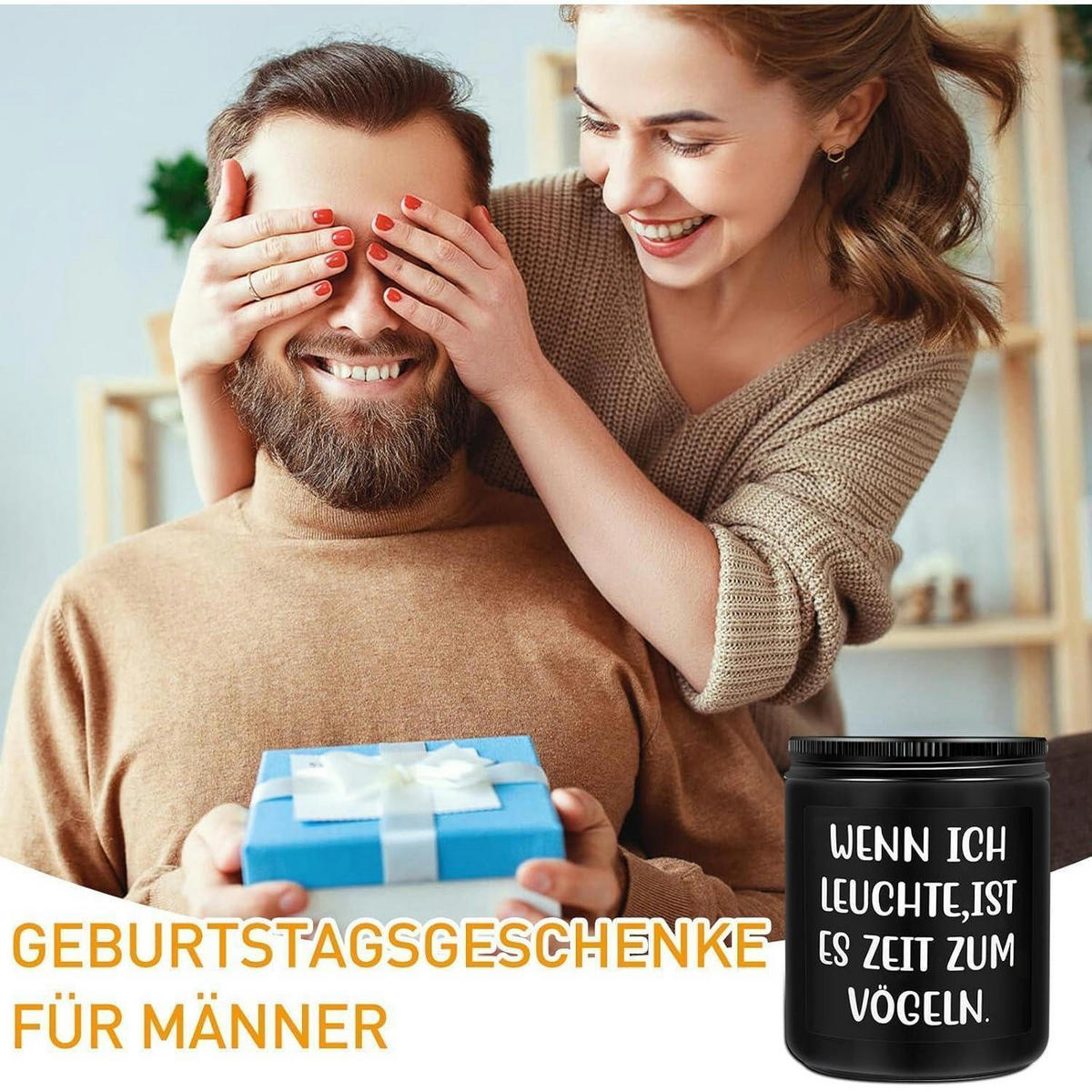 DUFTKERZE mit Spruch "Wenn ich leuchte, ist es Zeit zum Vögeln" - Schwarz, Paraffin (9.2cm)