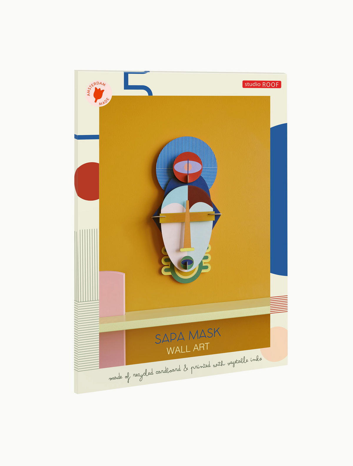 WANDDEKO Geometrische Maske 5.2/36.9 cm - Multicolor, Wellpappe (5.2/36.9/18cm) - KUNSTLOFT