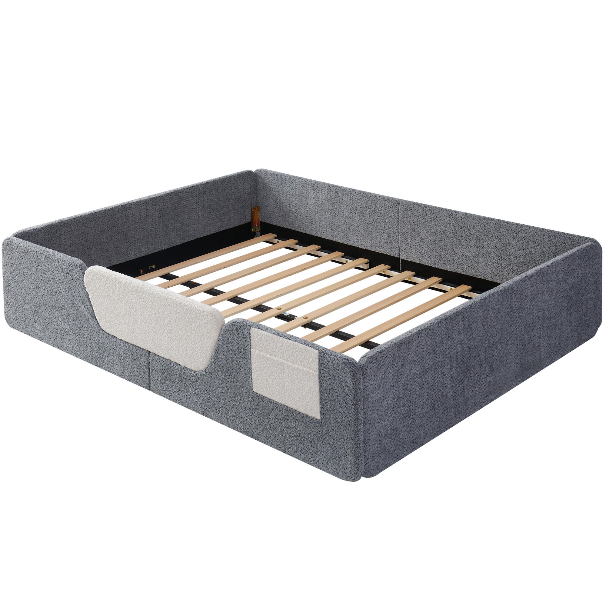 POLSTERBETT 140/190 cm DE-04698, mit abnehmbaren Sicherheitsgittern in Grau - Grau, Holzwerkstoff/Metall (140/190cm) - ComfortXL