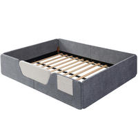 POLSTERBETT 140/190 cm DE-04698, mit abnehmbaren Sicherheitsgittern in Grau - Grau, Holzwerkstoff/Metall (140/190cm) - ComfortXL