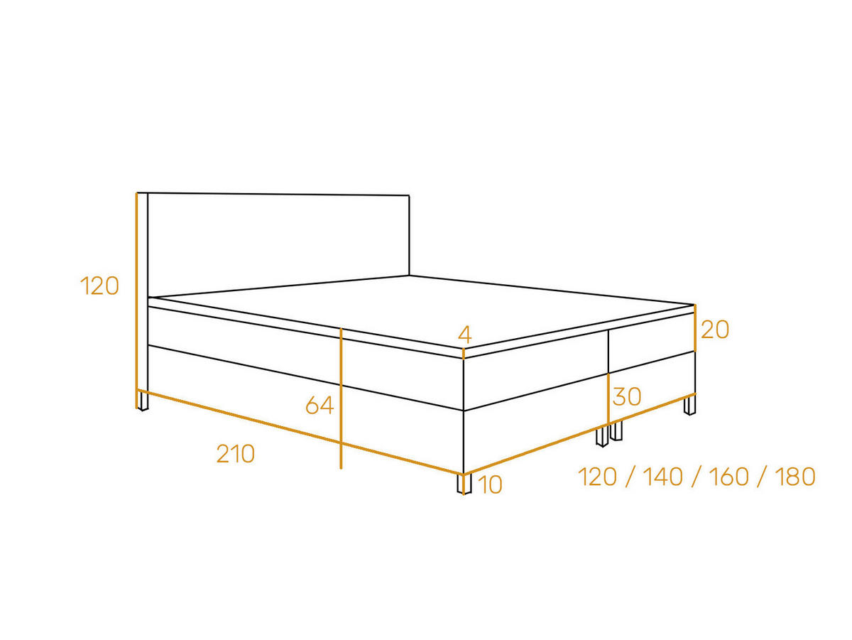 BOXBETT CHESTER 120 x 200 Dunkelgrau - Dunkelgrau, Textil/Metall (120/200cm)