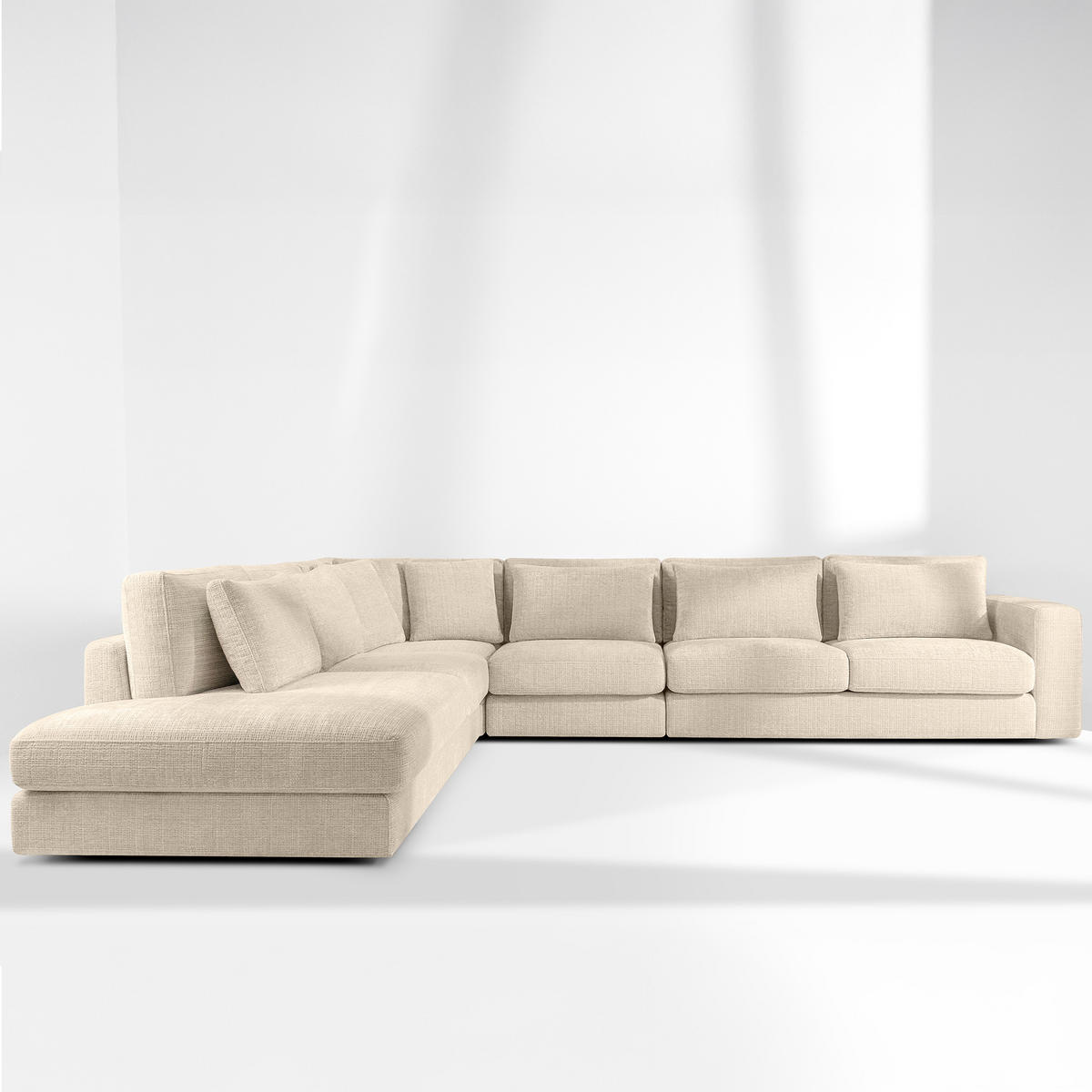 ECKSOFA XL links VERUS - Creme, Holz/Holzwerkstoff (377/328cm) - KONSIMO®