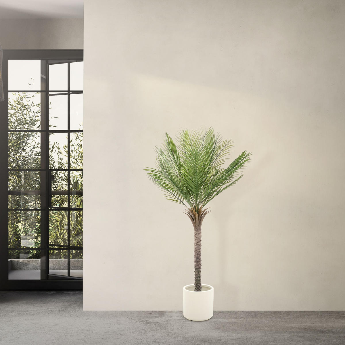 KUNSTPFLANZE Palme - Anthrazit/Grün, Holz/Kunststoff (150cm) - ML-DESIGN