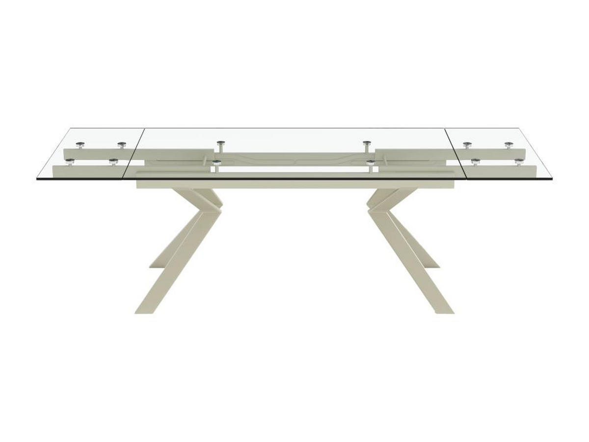 ESSTISCH ausziehbar - 6 bis 8 Personen - Sicherheitsglas & Metall - Beige & Transparent - VELIKA - Transparent, Glas (240/90/76cm) - Vente-Unique
