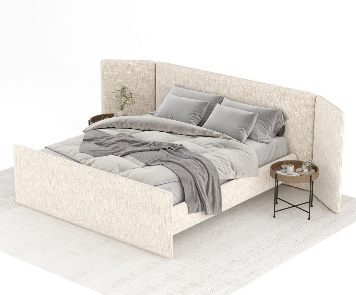 POLSTERBETT Tokyo Creme 140/200 cm - Creme/Naturfarben, Holz/Holzwerkstoff (140/200cm) - Maison de Reve
