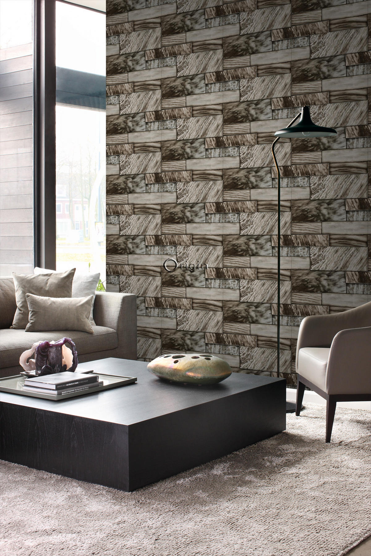 TAPETE Marmor-Optik 53 cm x 10.05 m - Braun, Papier (53/1000cm) - Origin Wallcoverings