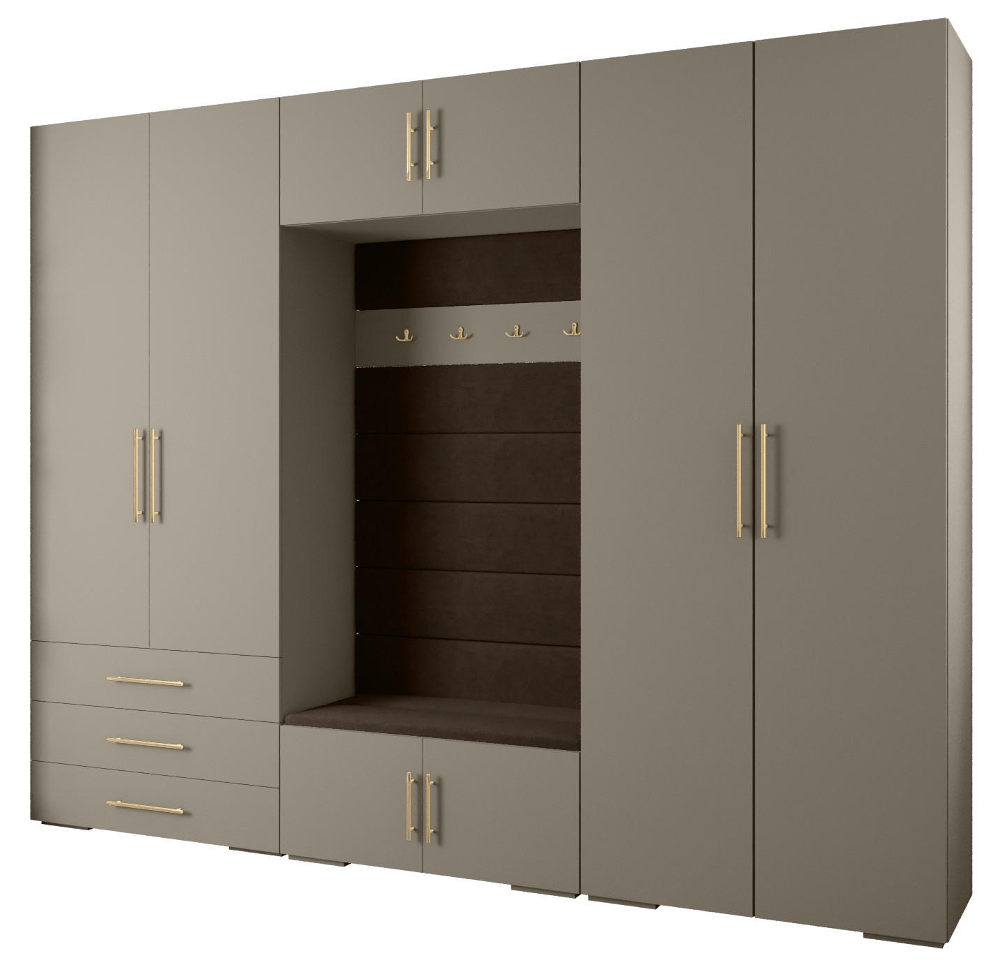 GARDEROBEN-SET 236,7/300/47 - Kaschmir/Goldfarben, Holz/Kunststoff (300/236.7/47cm) - Abiks Möbel