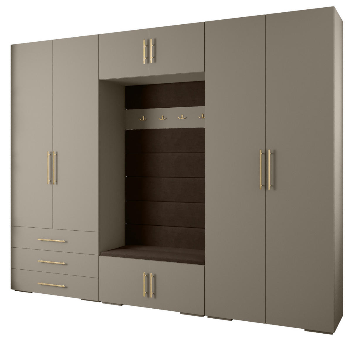 GARDEROBEN-SET 236,7/300/47 - Kaschmir/Goldfarben, Holz/Kunststoff (300/236.7/47cm) - Abiks Möbel