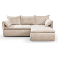 SCHLAFSOFA - 4 Personen - Samt, Stoff - Beige - Beige, Textil (230/91/166cm) - Vente-Unique