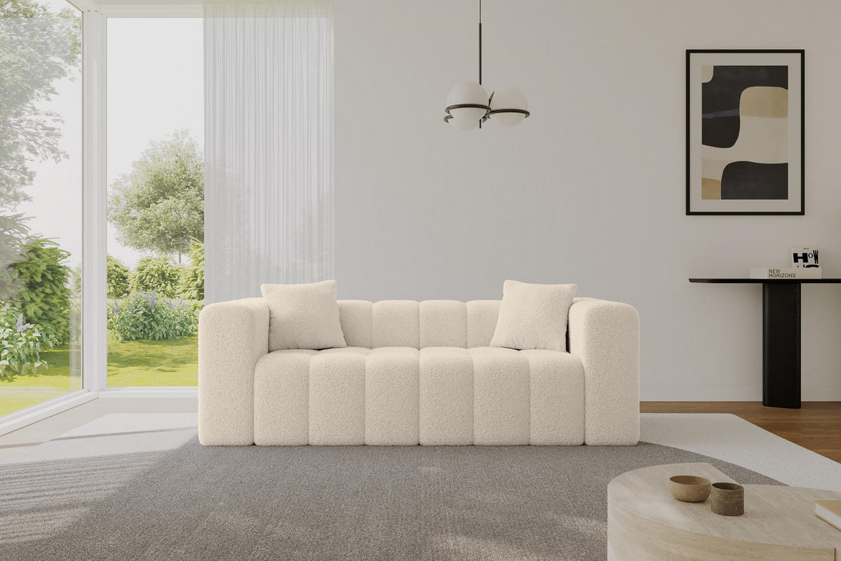 SOFA 2-Sitzer DONY-2 232x90x71 cm Dunkelbeige Bouclé - Schwarz/Cappuccino, Holzwerkstoff/Kunststoff (232/71/90cm) - ALTDECOR