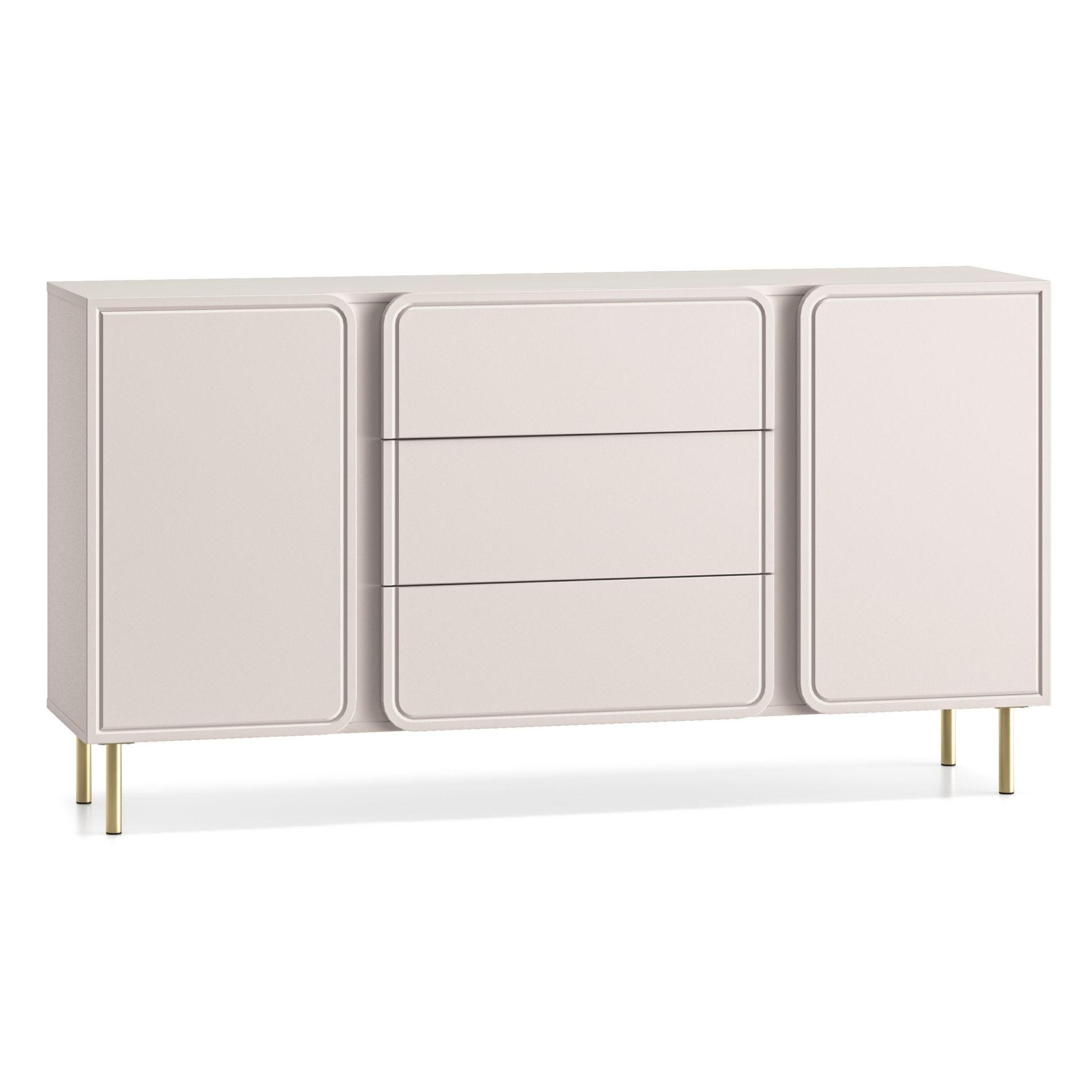 SIDEBOARD Loppa Kaschmirbeige 160 cm - Beige/Goldfarben, Holzwerkstoff/Metall (160/85/40cm) - Selsey