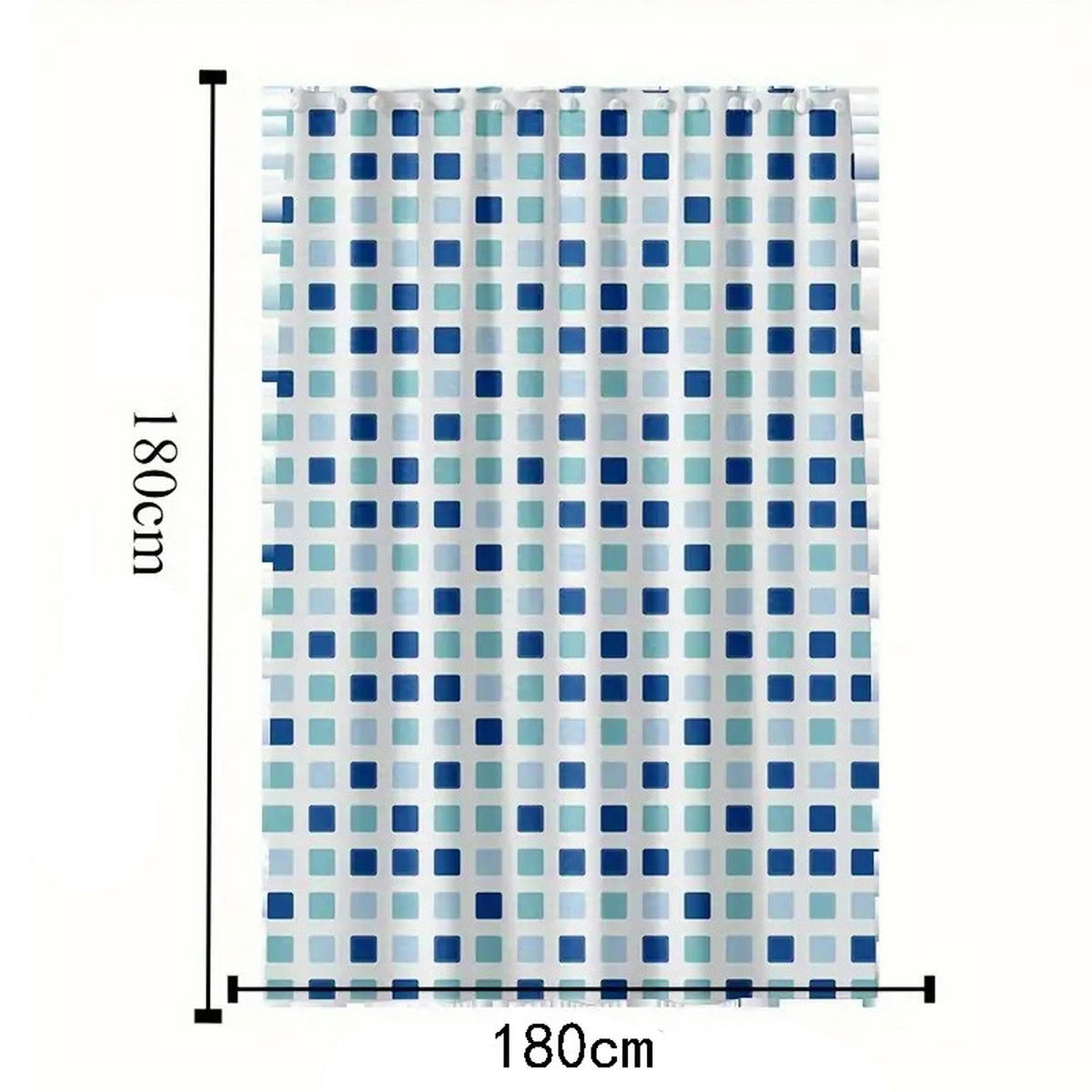 DUSCHVORHANG Blau 180 x 180 cm mit Haken Badezimmer - Multicolor, Kunststoff (180/180cm) - MCBOSON
