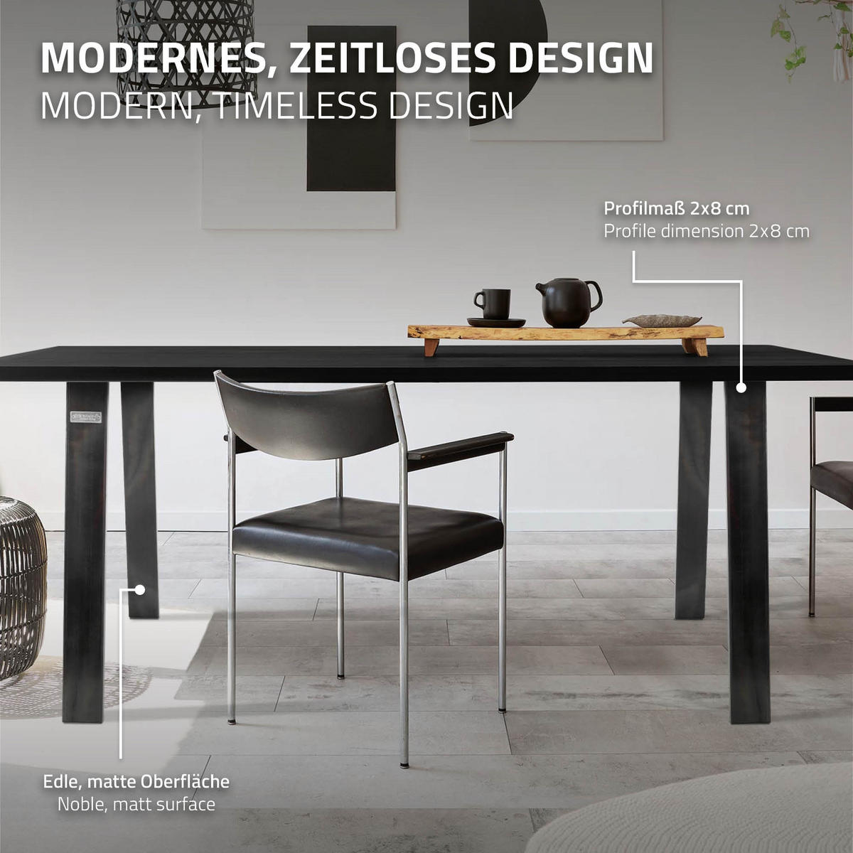 SADA 2 nohou ke stolu Loft 75 x 72 cm Industrial - antracitová, kov (75/72/8cm) - ML-DESIGN