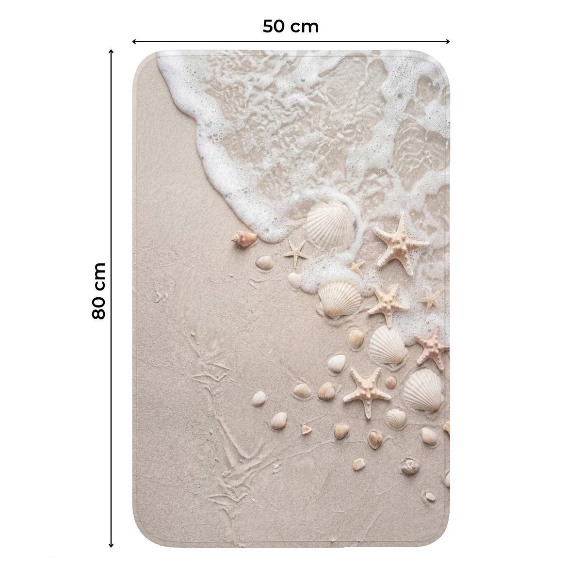 WC-VORLEGER Muscheln - Seesterne - Strand WC Teppich 50x80 cm - Sandfarben, Kunststoff/Textil (50/1cm) - OnlyWow