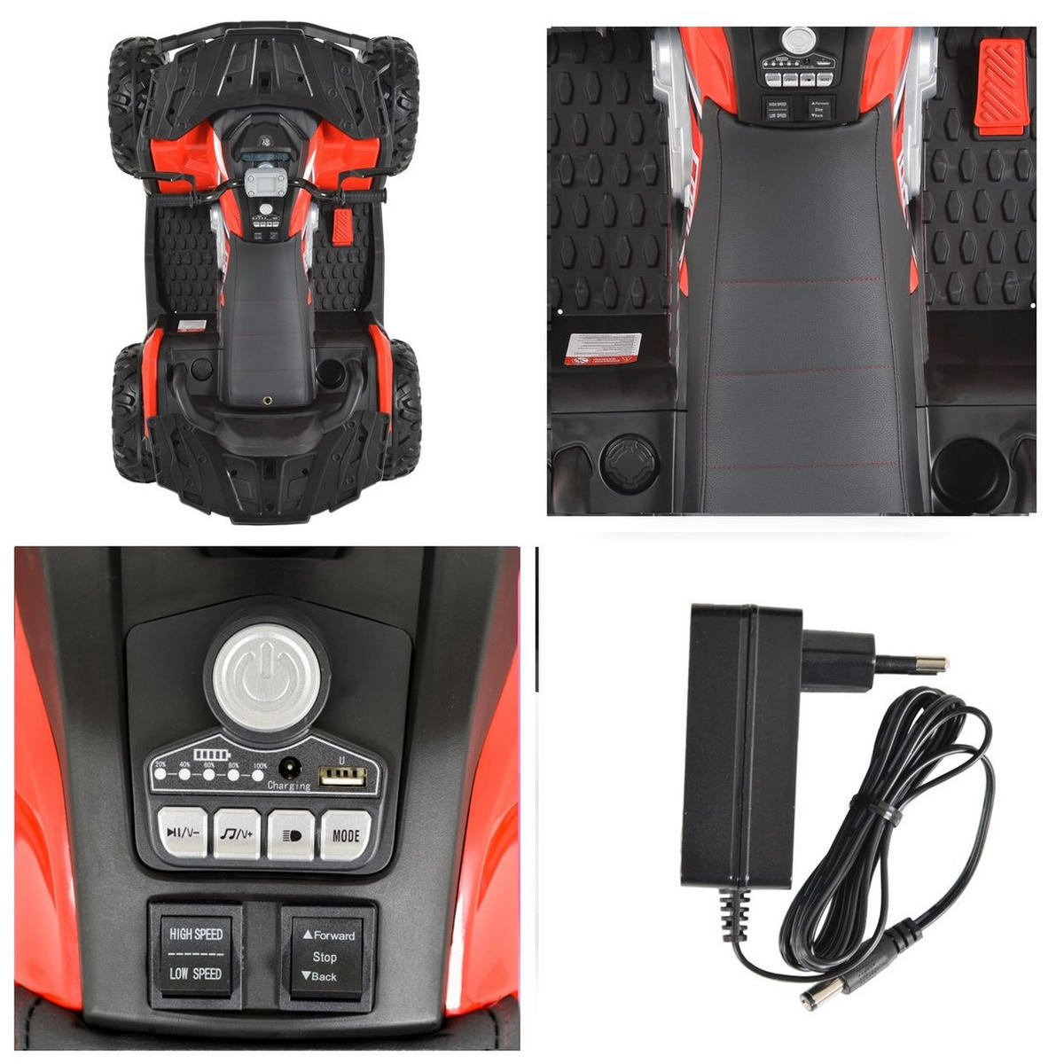 ELEKTROFAHRZEUG Buggy Cool NEL-007 rot EVA-Reifen, Scheinwerfer, Musikfunktion - Rot, Kunststoff (117/68/75cm) - Moni