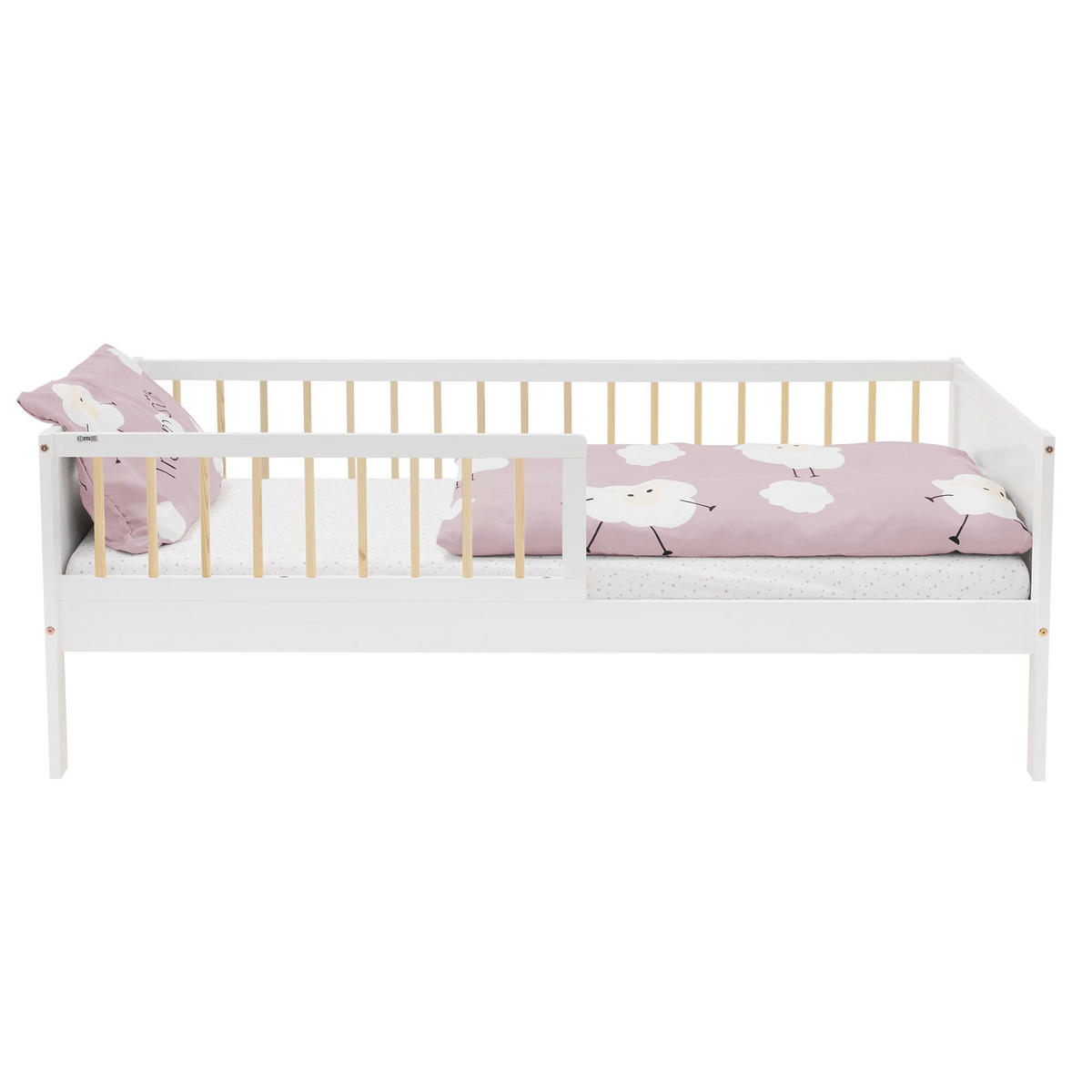 KINDERBETT 80x160 cm Weiß/Natur - Multicolor, Holz (80/160cm) - ML-DESIGN