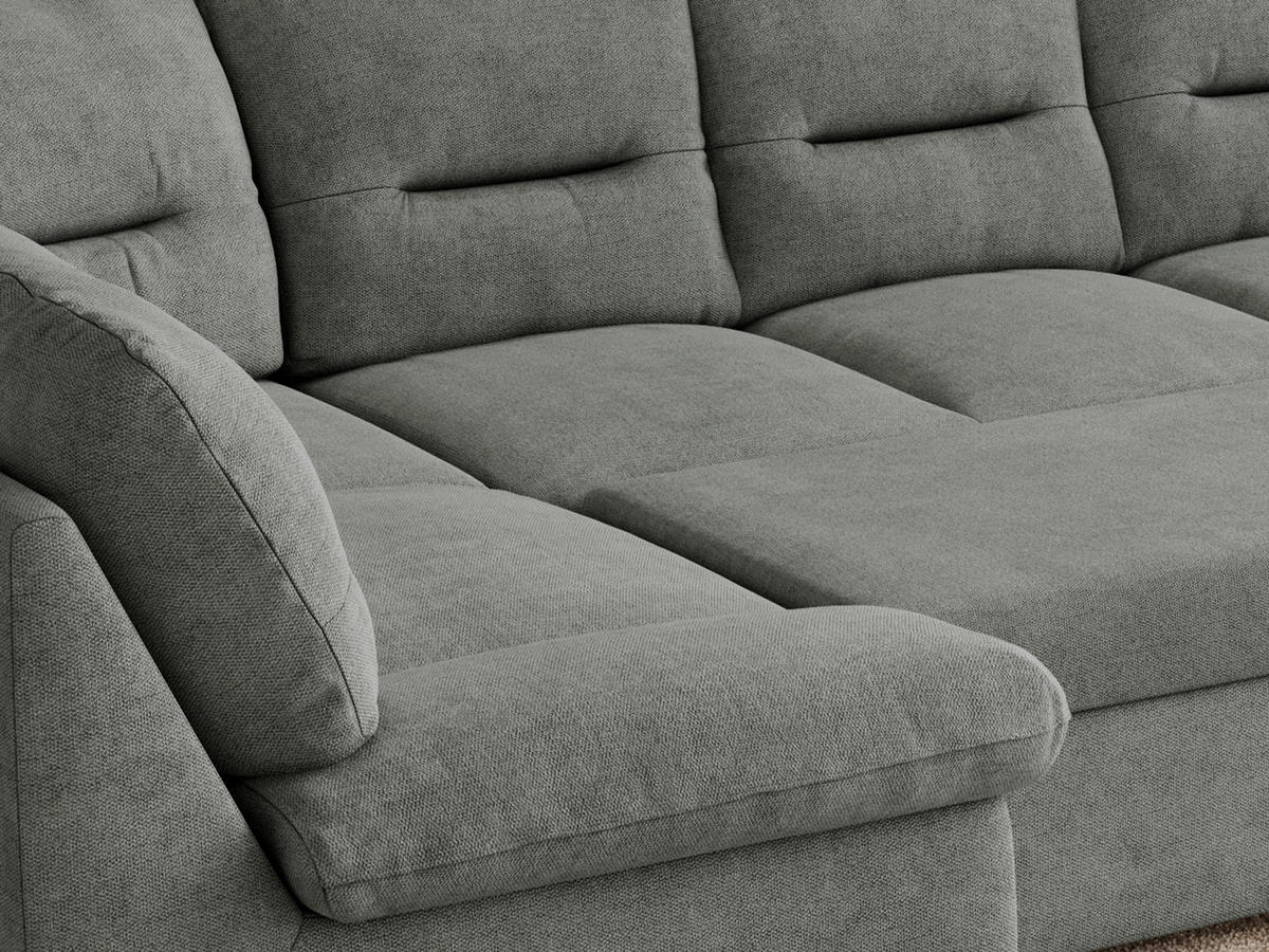 WOHNLANDSCHAFT COMODO U Grau Struktur - Silberfarben/Grau, Textil/Metall (340/93/206cm) - MKS