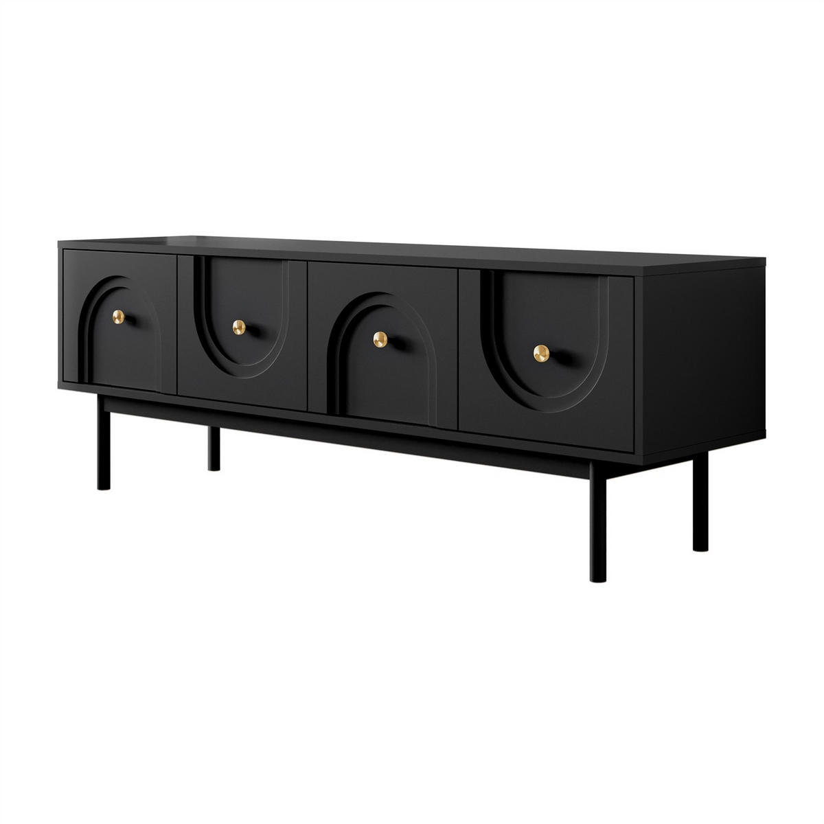TV-SCHRANK LIBERTY auf Holzbeinen schwarz - Schwarz, Holzwerkstoff (154/53.5/39cm) - Lookway
