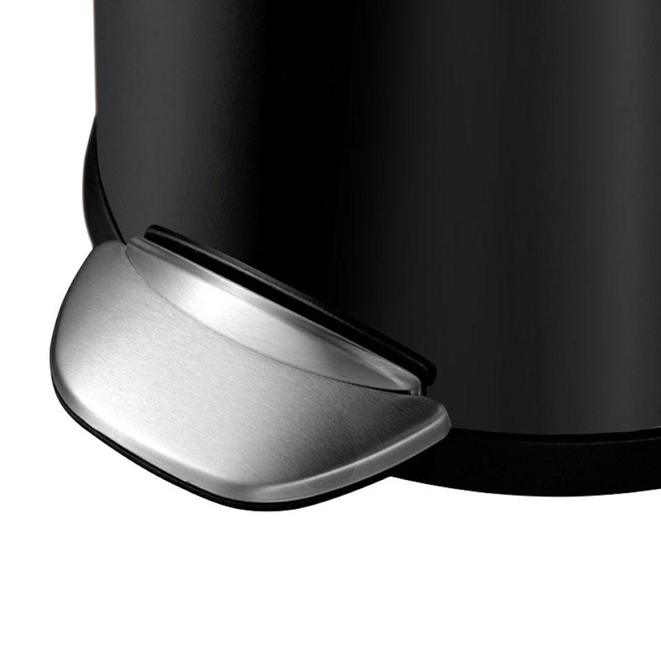 MÜLLEIMER Retro Mit Markanten Griffen und Kugelkappe 5 Liter 30 x 20,5 cm Kunststoff Inneneimer Schwarz - Schwarz, Metall (23.7/30/27.2cm) - PROREGAL
