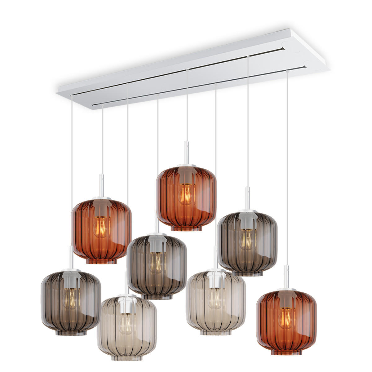HÄNGELEUCHTE Velo 8-flammig Mehrfarbig Ø 20cm - Multicolor/Weiß, Glas (20/20/20cm) - s.luce