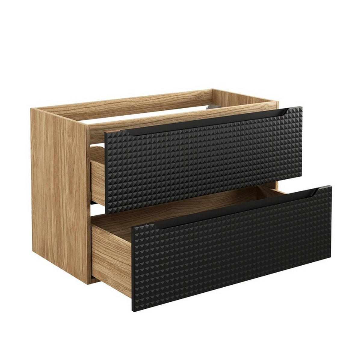 BADMÖBEL-SET 5 Teile - Luxor Black L BM109 in Schwarz/Geölte Eiche - Eichefarben/Schwarz, Holz (120/170/46cm)