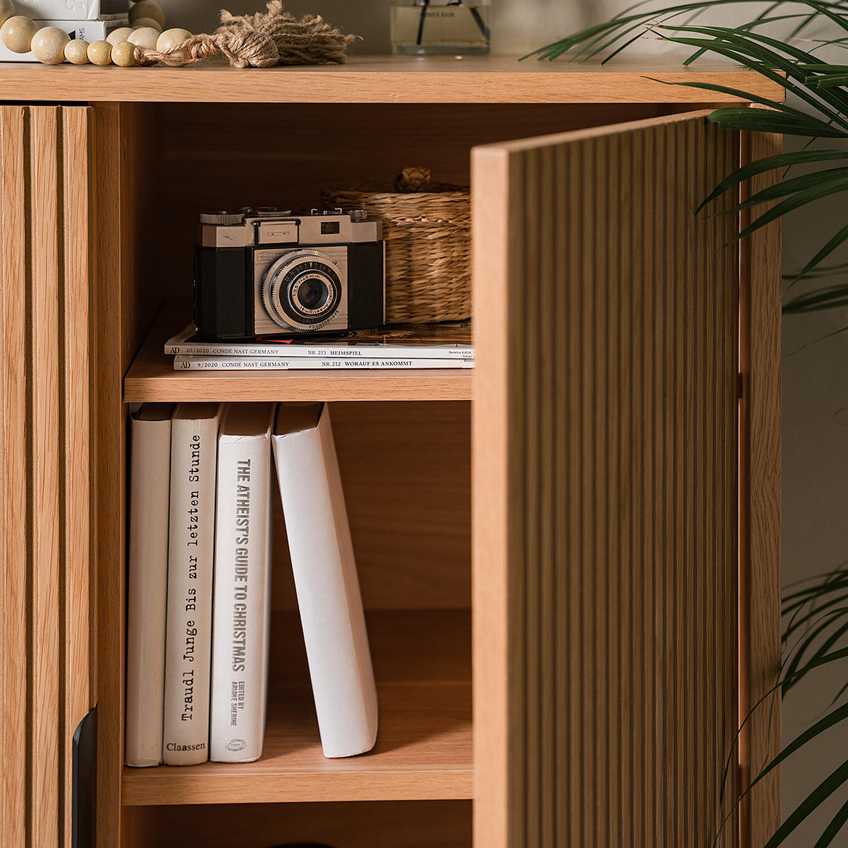 KOMMODE mit 2 Türen - Echtholzfurnier - Eichefarben, Holzwerkstoff (80/110/40cm) - home24