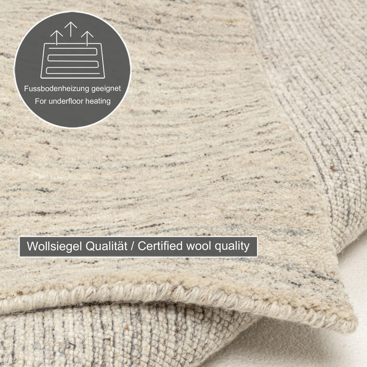 HANDWEBTEPPICH Pure 70x140 cm - Hellgrau, Textil (70/140cm) - THEKO