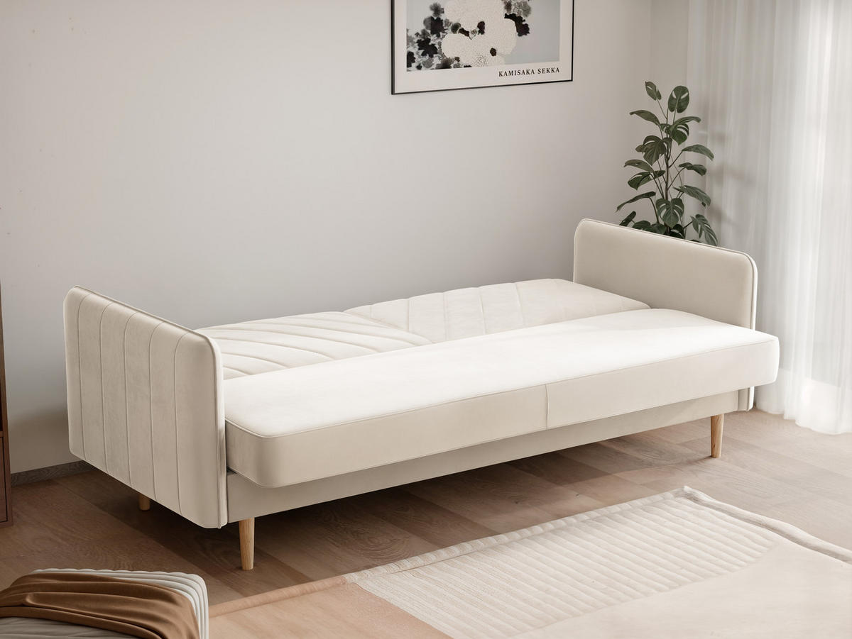 SCHLAFSOFA COLETTE mit Bettkasten Creme - Creme, Holzwerkstoff/Kunststoff (200/85/90cm) - Idohome