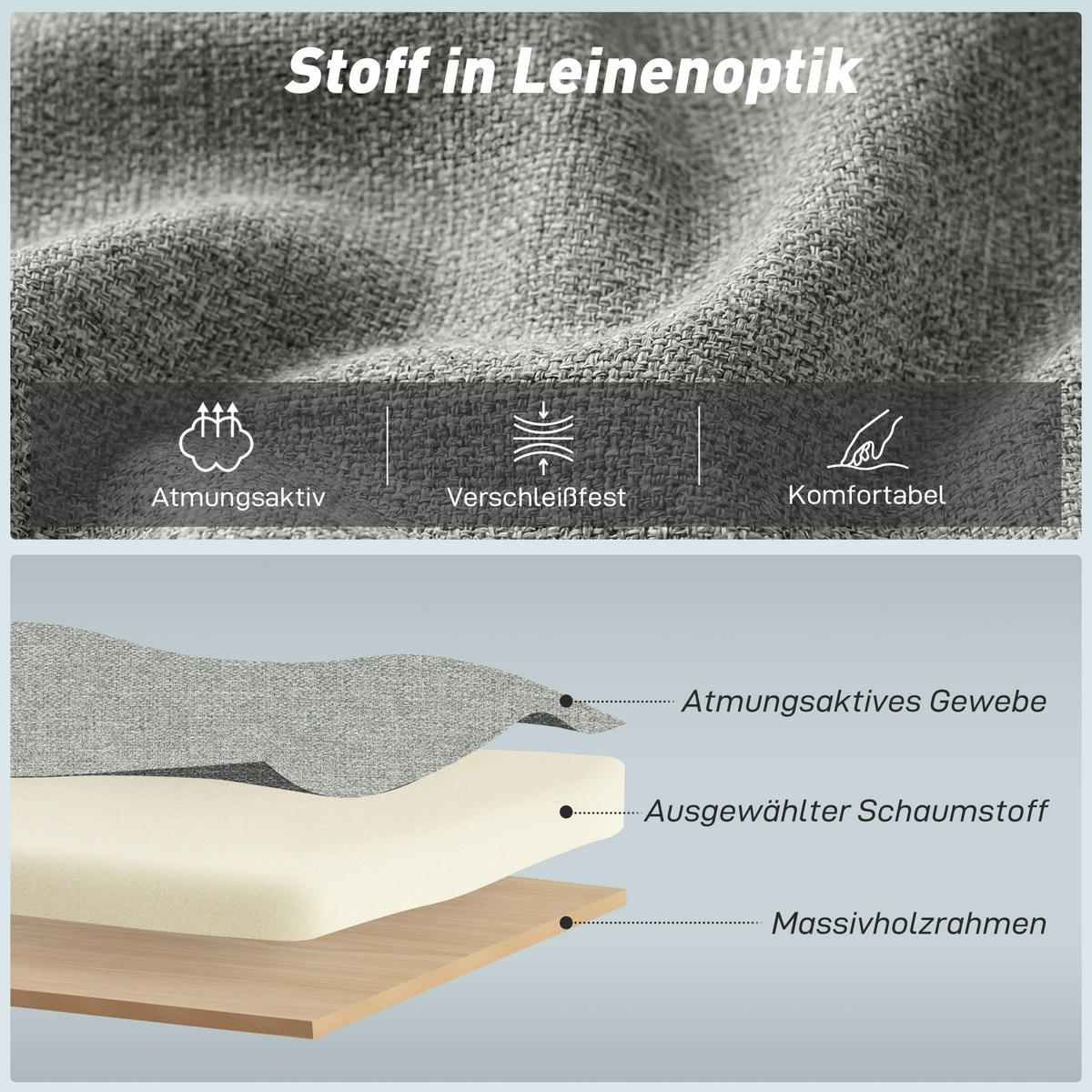 SCHLAFSESSEL 3-in-1 DE-08252 ausziehbar mit verstellbarer Rückenlehne Grau - Grau, Textil (187/45.5/68cm) - ComfortXL