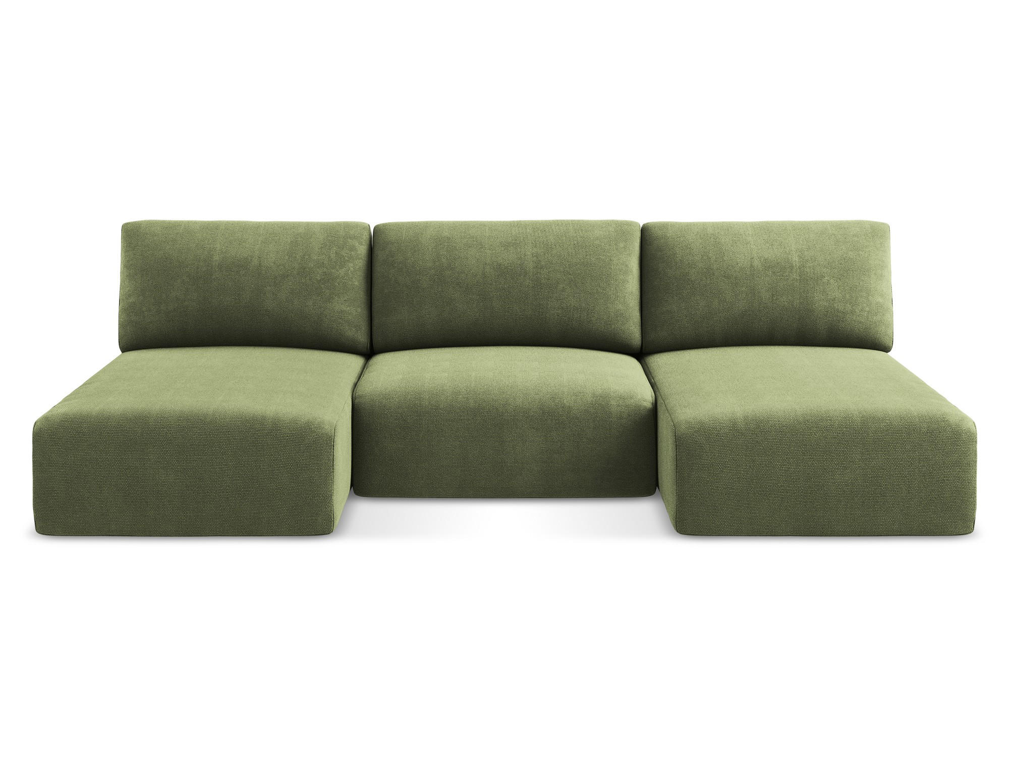 WOHNLANDSCHAFT Chenille Stoff Grün - Schwarz/Grau, Kunststoff/Textil (304/79/149cm) - Makamii
