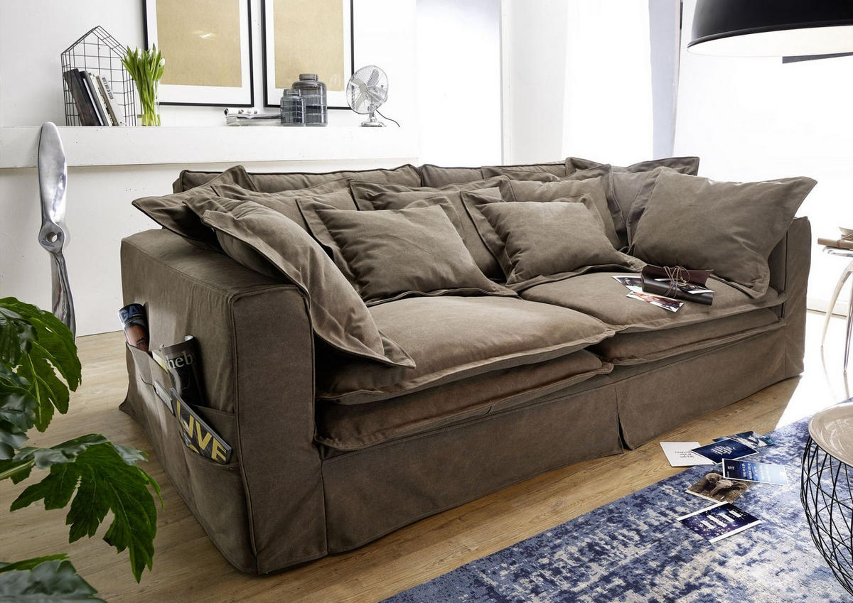 HUSSENSOFA 3-Sitzer 236x138x76 braun KINGSTON - Braun, Textil (236/76/138cm) - Massivmoebel24