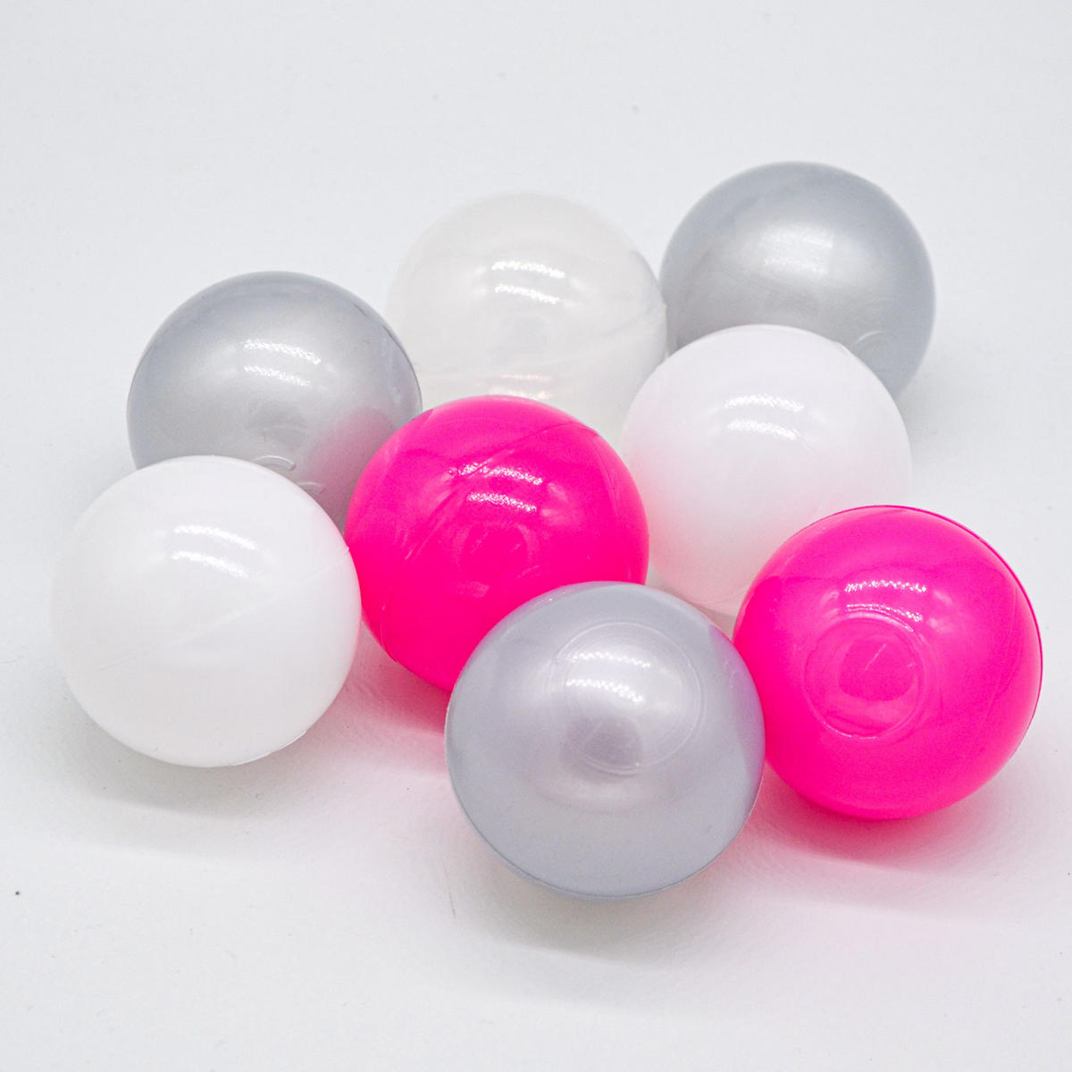 BÄLLEBAD-BÄLLE 200 Stück, Pink/Grau/Weiß/Transparent, 5.5 cm - Pink, Kunststoff (5.5/5.5/5.5cm) - Littletom