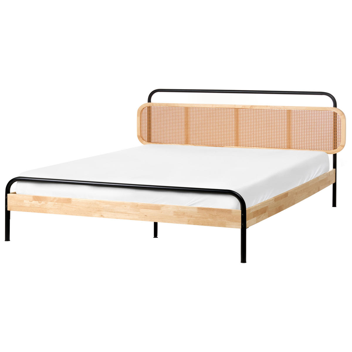 BETT mit Lattenrost 180/200 cm Hellbraun Boussicourt - Hellbraun/Schwarz, Holz (180/200cm) - Beliani