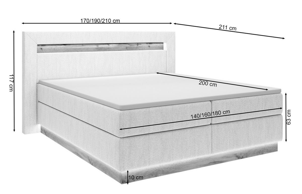 BOXBETT Oski Hellgrau Velours 140/200 cm - Hellgrau, Textil (140/200cm) - Selsey