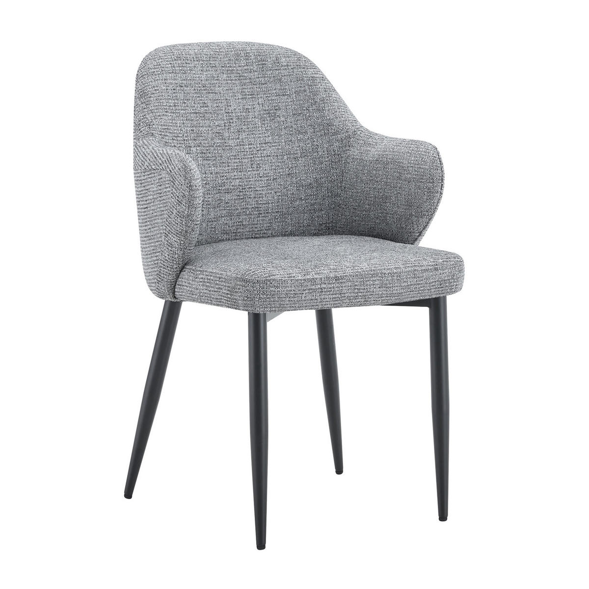STUHL 2er-Set mit breiter Rückenlehne 83 cm Stoff Grau - Dunkelgrau, Metall (56.5/83/53cm) - Meubliv