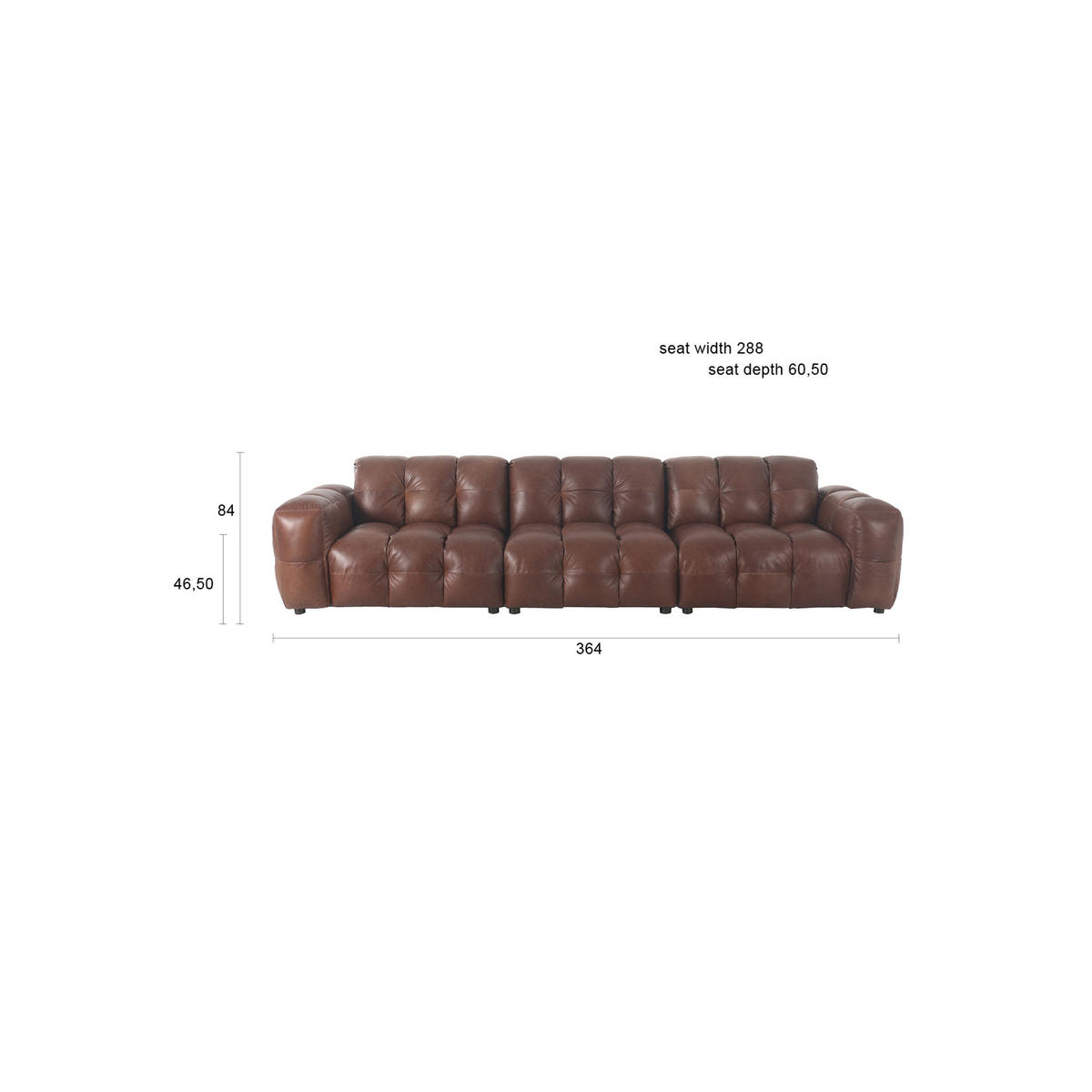 SOFA 4,5-SITZER Hackman Leder Chokolade/ Braun - Braun, Leder (364/84/102cm) - Dutchbone