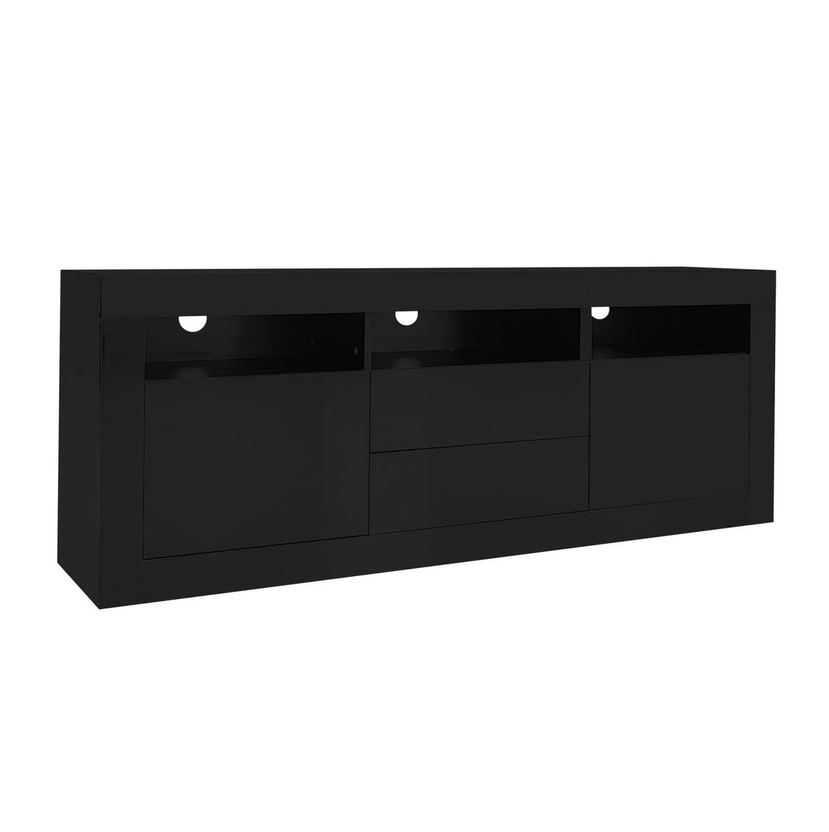 TV-SCHRANK in Schwarz mit Hochglanz-Front und LED 160/35/60 cm - Schwarz, Holzwerkstoff (160/60/35cm) - Redom