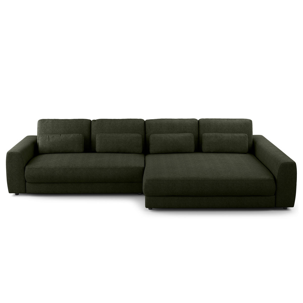 ECKSOFA mit XXL-Longchair - Schwarz/Grau, Kunststoff/Textil (323/182cm) - home24