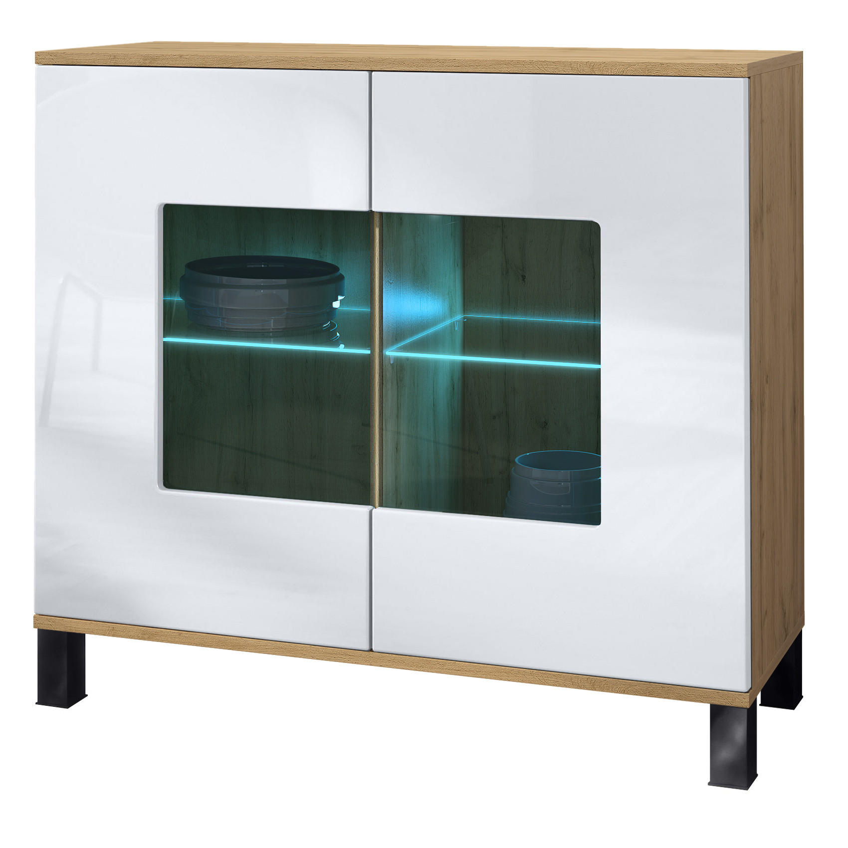 Vladon Kommode Weiß Hochglanz 92.5x84.5x35 cm