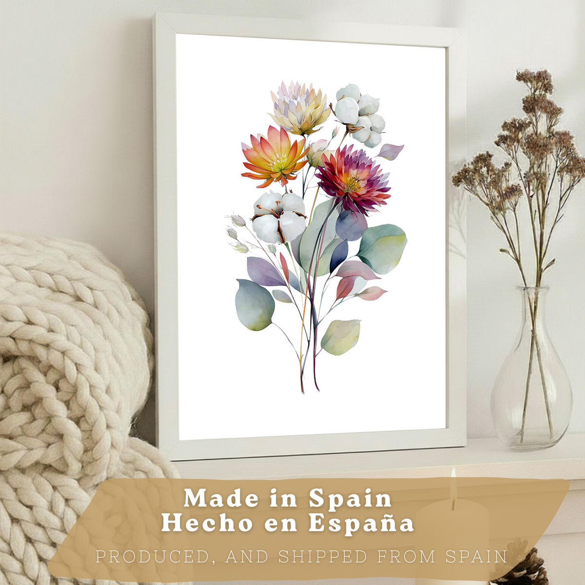 PLAKAT Sada 3 botanických uměleckých tisků. Květinové nástěnné umění. Moderní minimalistický květinový nástěnný PLAKAT. Velikost Bezrámové A3 - čirá, papír (29.7/42/3cm) - Nacnic
