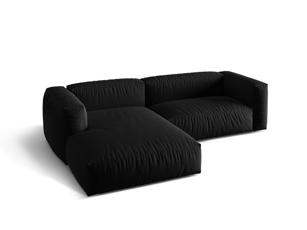 ECKSOFA modular links Martina aus strukturiertem Stoff schwarz 2 Sitzplätze - Schwarz, Textil (176/283cm) - Micadoni