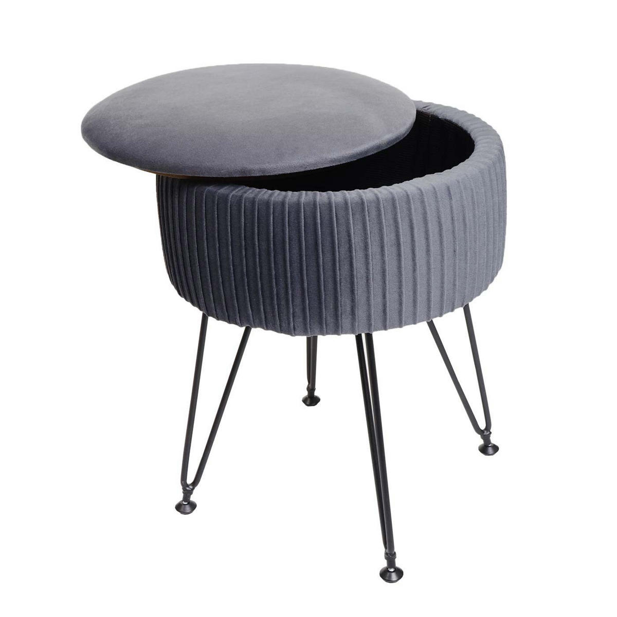 SITZHOCKER Hellgrau, Schwarz - Hellgrau/Schwarz, Textil (33/42/33cm) - MCW