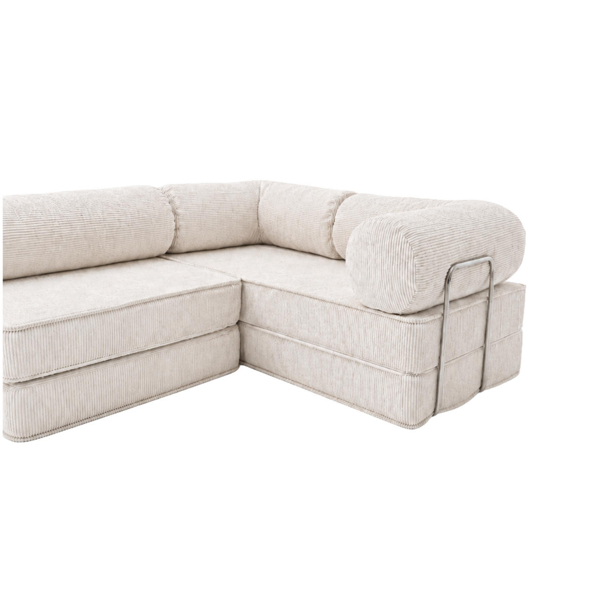 ECKSOFA Cord 300 x 200 cm Beige mit Schlaffunktion - Beige, Textil (300/200cm) - SURB