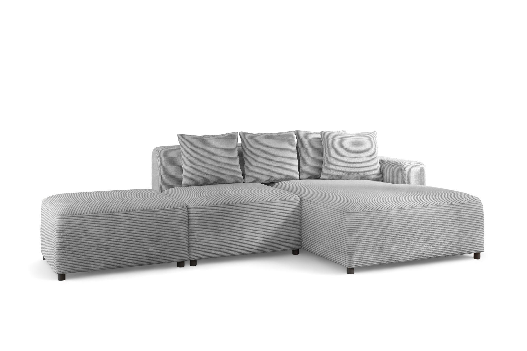 ECKSOFA Megan Xs In Poso - Hellgrau, Holzwerkstoff/Textil (304/165cm) - Fun Möbel