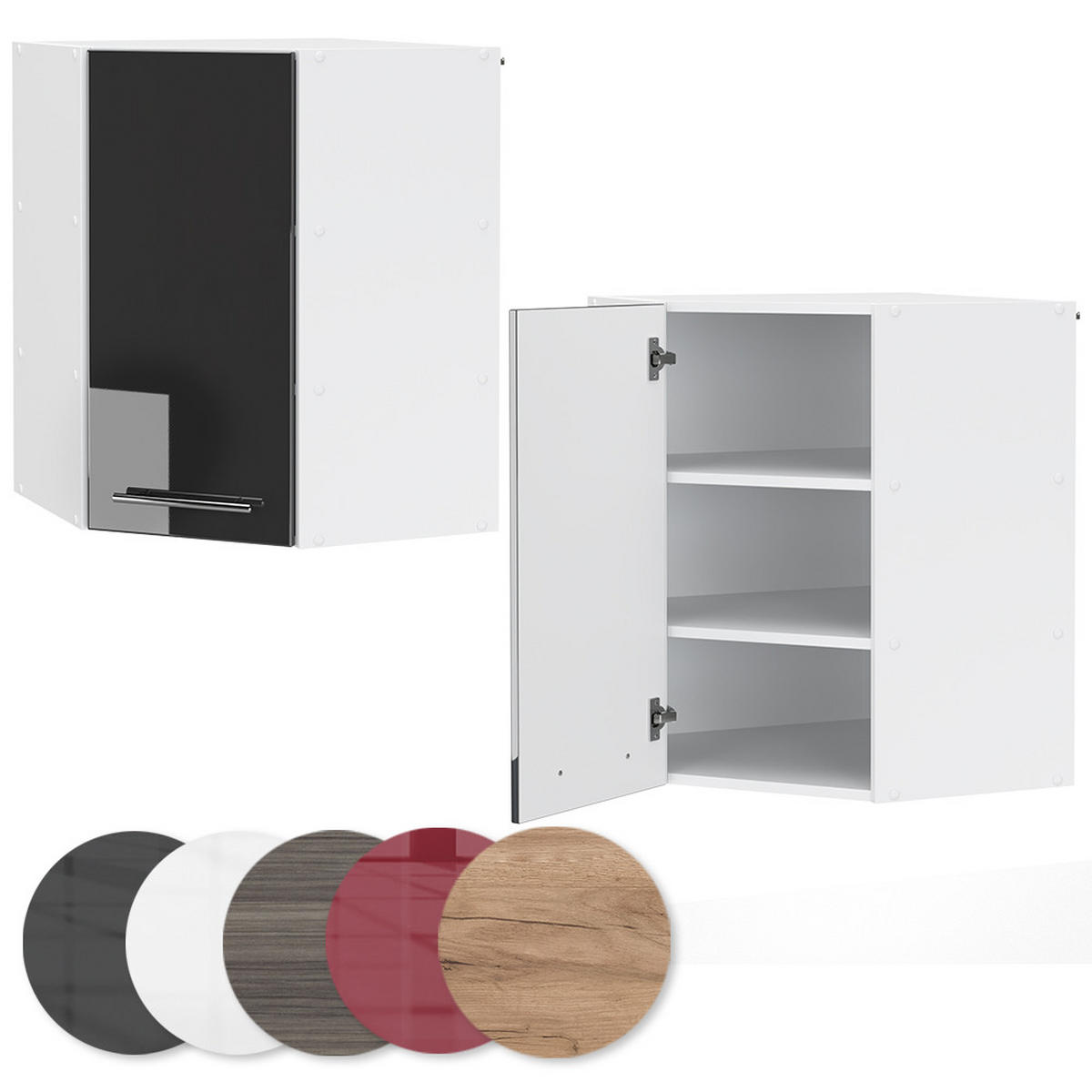 ECKHÄNGESCHRANK Fame-Line Anthrazit Hochglanz 57 cm - Schwarz Hochglanz/Weiß, Holzwerkstoff (57/72/34.1cm) - Vicco