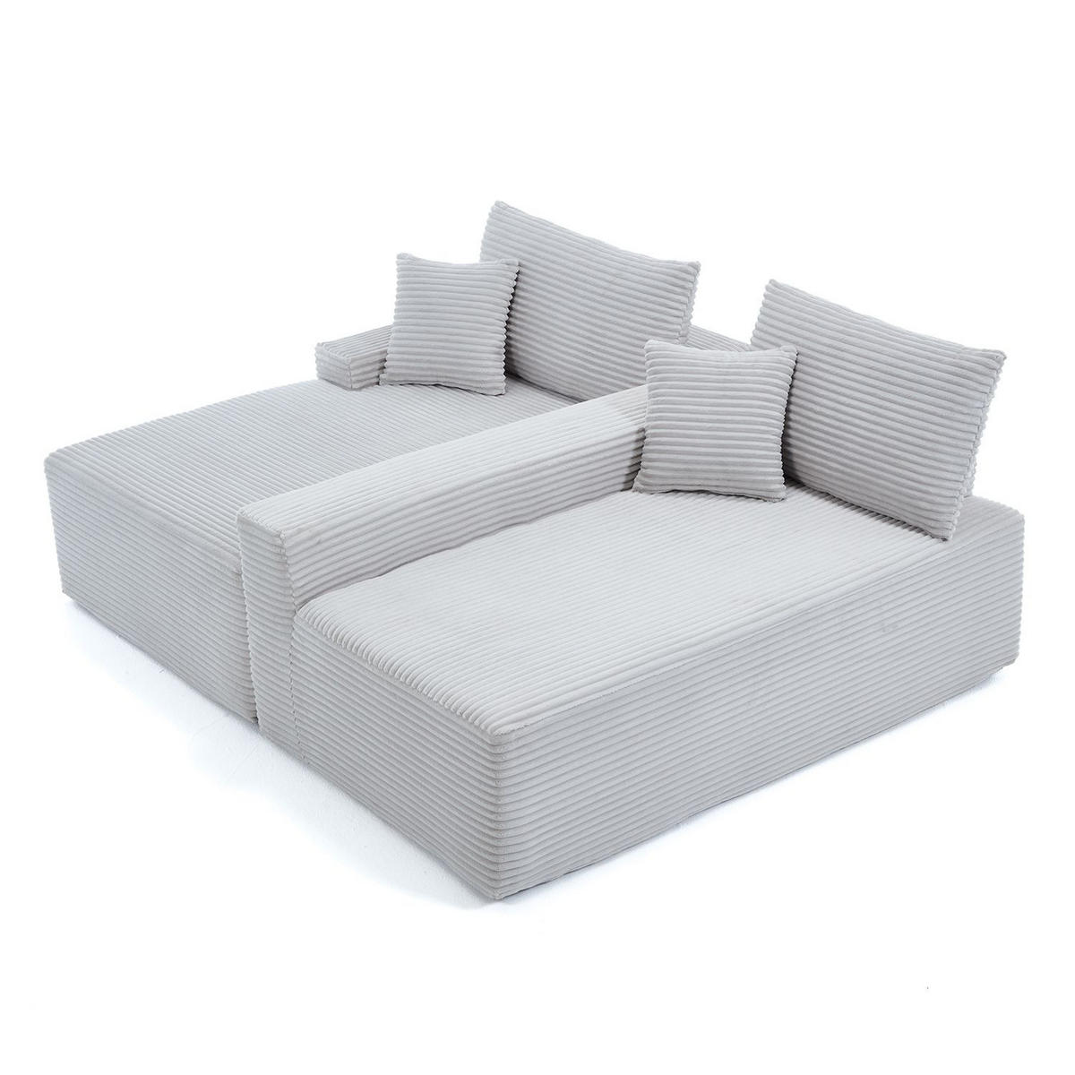 SOFA Coredo hellgrau Cord - Hellgrau, Textil (155/250cm) - Juskys