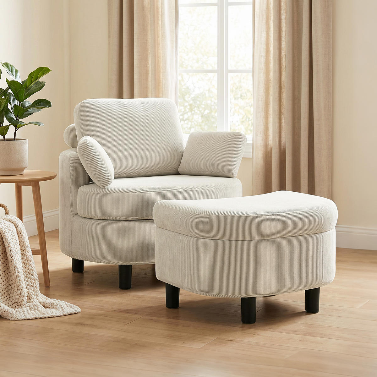 SESSEL Creme 85.5/69.0/78.0cm - Creme, Textil (69/78/85.5cm)