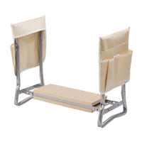 KNIEBANK - Beige, Textil/Metall (60/50/27.5cm) - Relaxdays